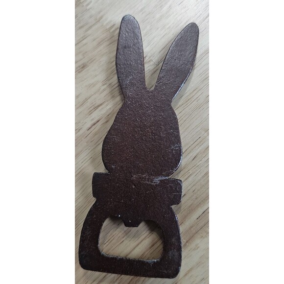 Vintage Rustic Rabbit Head Bottle Opener Cast Iron Bunny Handheld - Picture 2 of 7